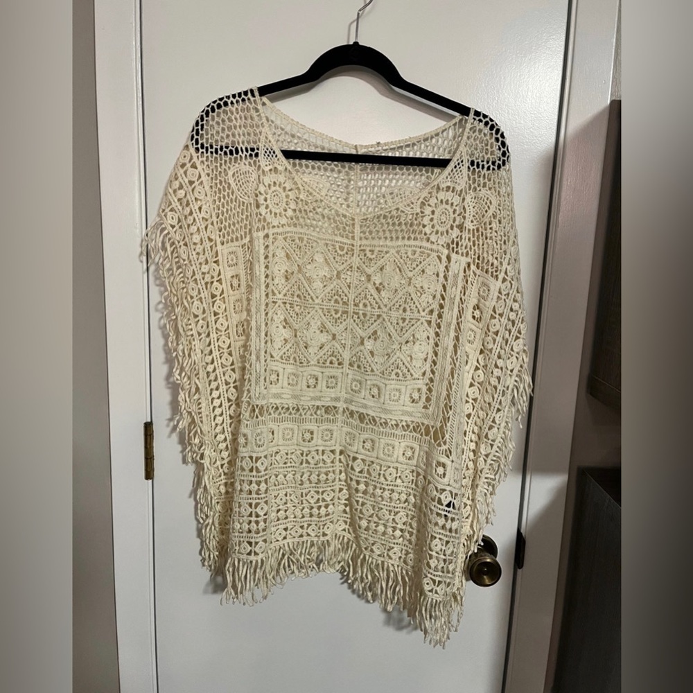 COPY - Cream crochet Poncho